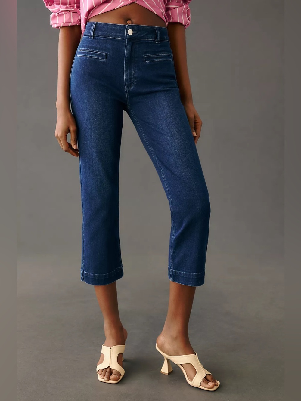 Anthropologie Maeve Essential Slim High Rise Straight Jeans Size 29 Dark Wash